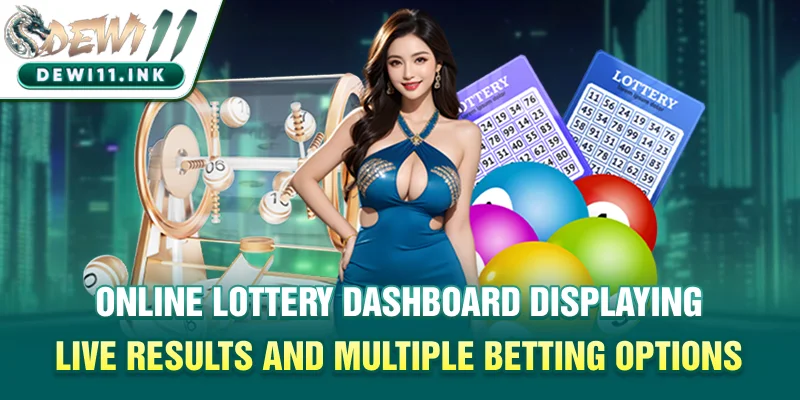 Online lottery dashboard displaying live results and multiple betting options